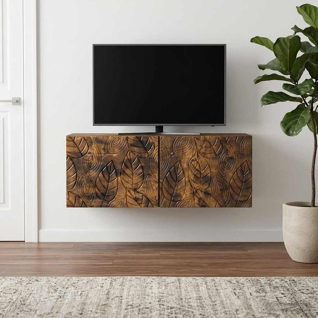Væghængt TV-skab 78,5 x 31 cm Røget eg Konstrueret træ