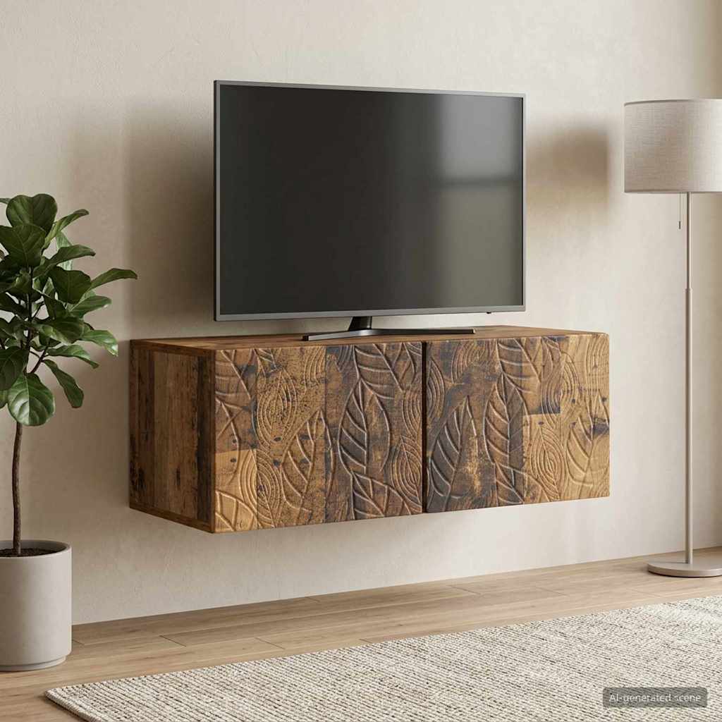 Væghængt TV-skab 78,5 x 31 cm Gammelt træ Konstrueret træ