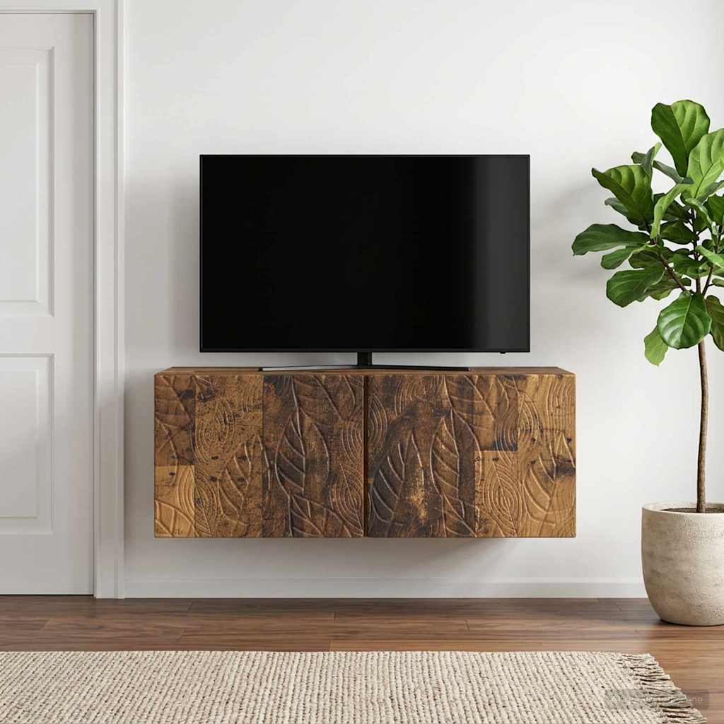 Væghængt TV-skab 78,5 x 31 cm Gammelt træ Konstrueret træ