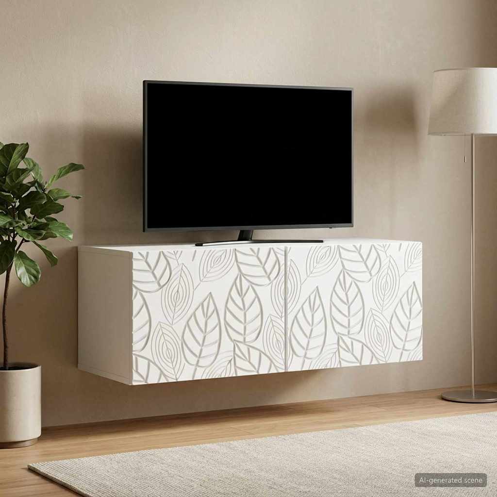 Væghængt TV-skab 98 x 31 cm Hvid Konstrueret træ Vægmonteret