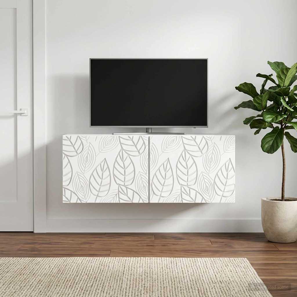 Væghængt TV-skab 98 x 31 cm Hvid Konstrueret træ Vægmonteret