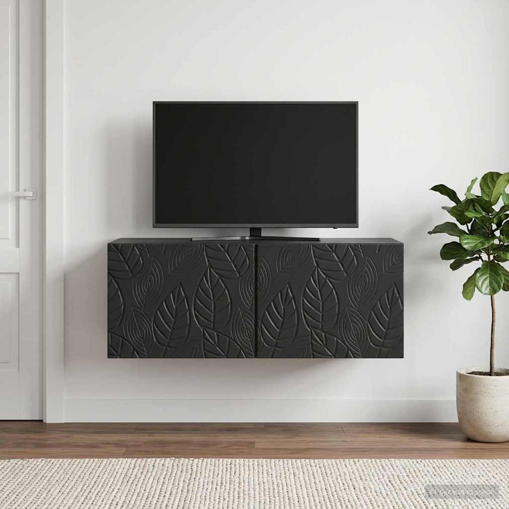 Væghængt TV-skab 98 x 31 cm Sort Konstrueret træ Vægmonteret