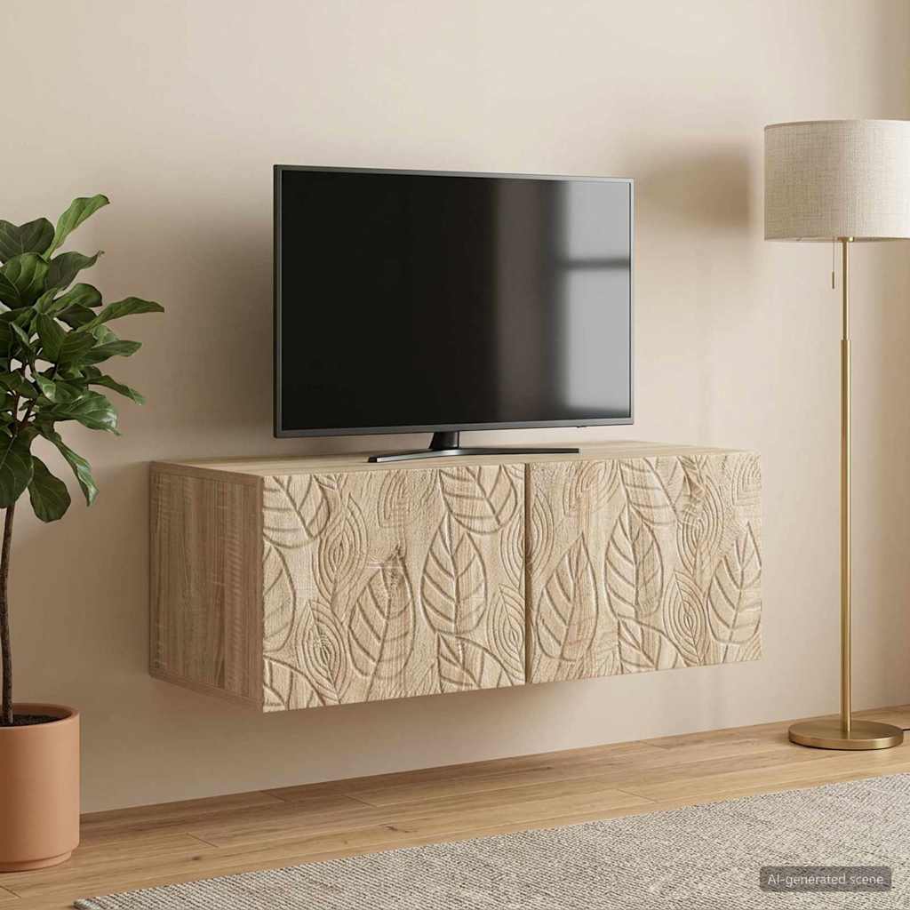 Væghængt TV-skab 98 x 31 cm Sonoma-eg Konstrueret træ