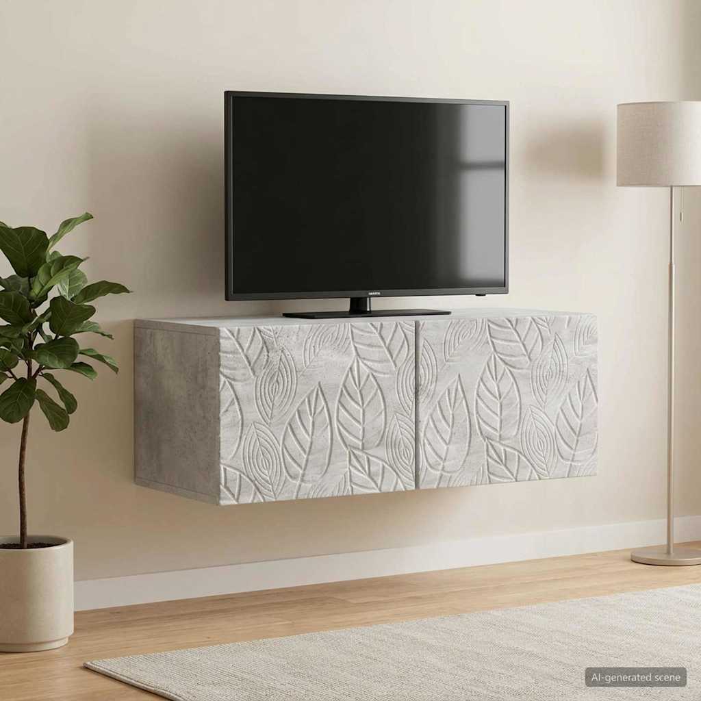 Væghængt TV-skab 98 x 31 cm Betongrå Konstrueret træ