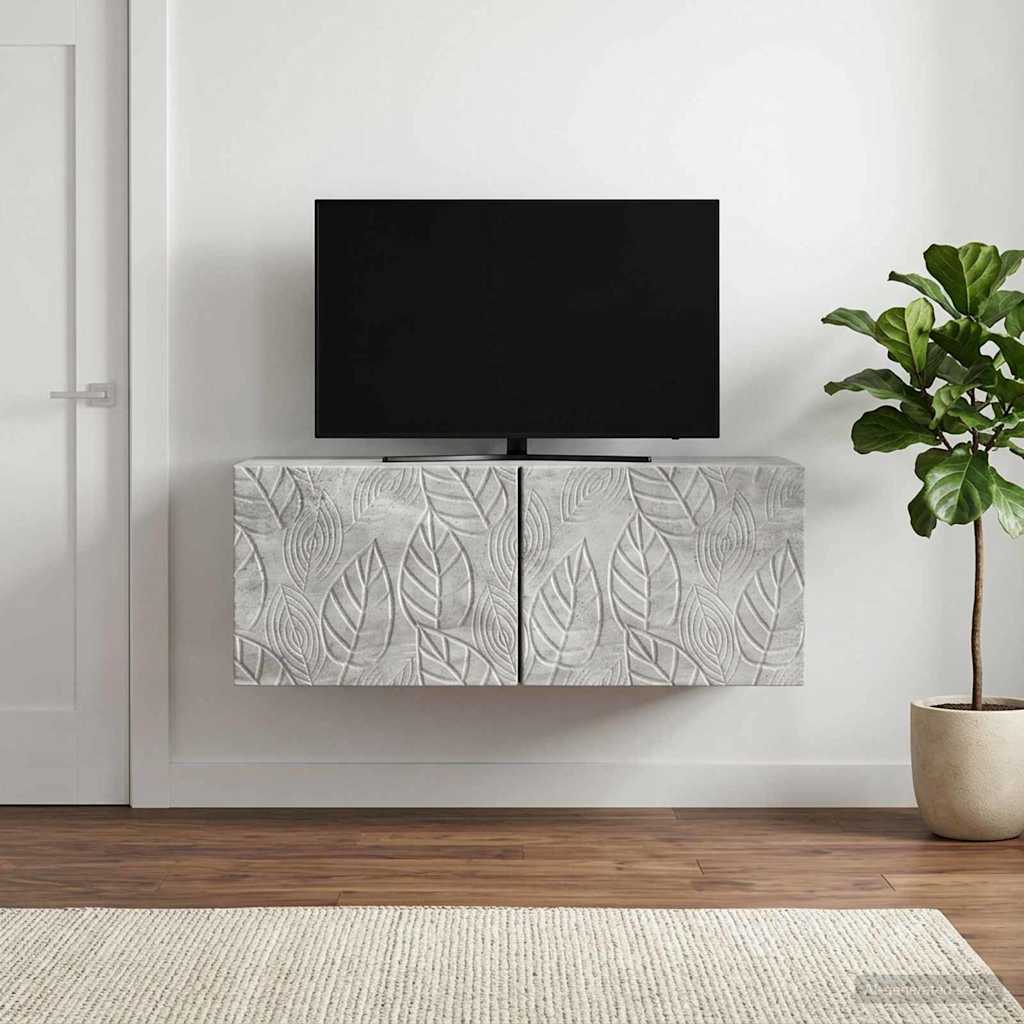 Væghængt TV-skab 98 x 31 cm Betongrå Konstrueret træ