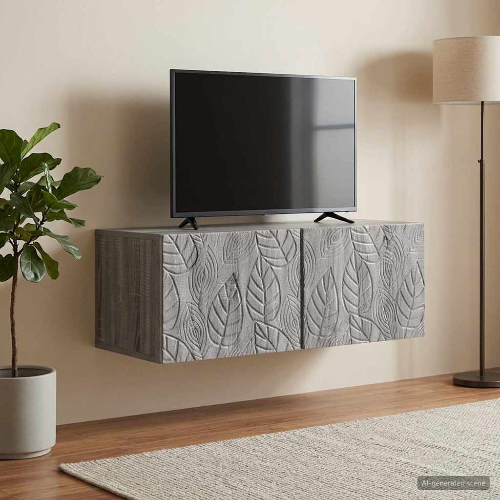 Væghængt TV-skab 98 x 31 cm Grå Sonoma Konstrueret træ
