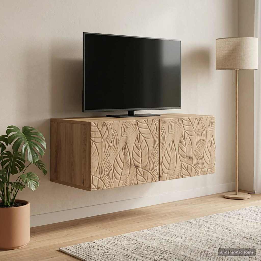Væghængt TV-skab 98 x 31 cm Artisan-eg Konstrueret træ