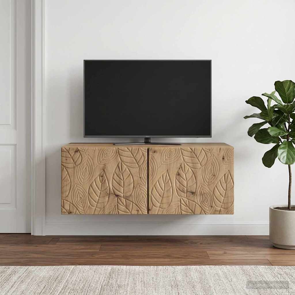 Væghængt TV-skab 98 x 31 cm Artisan-eg Konstrueret træ