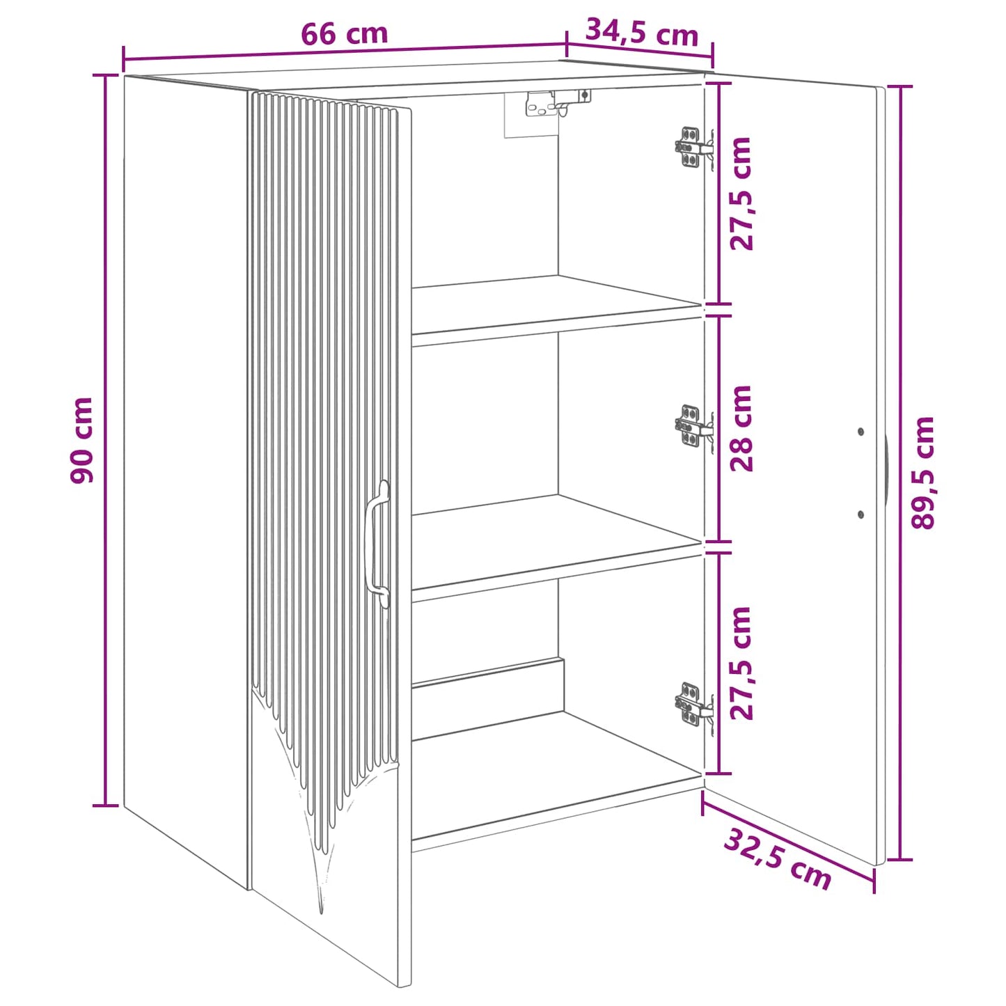 Vægmonteret skab 66 x 34,5 x 90 cm Konstrueret træ Røget eg