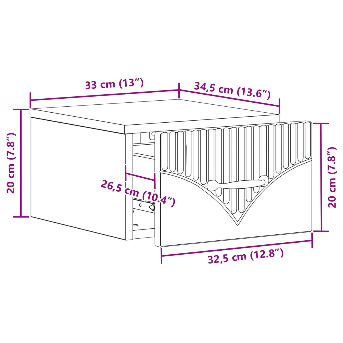 Væghængt Natbord 2 stk. Sort 34,5 x 33 x 20 cm Konstrueret træ