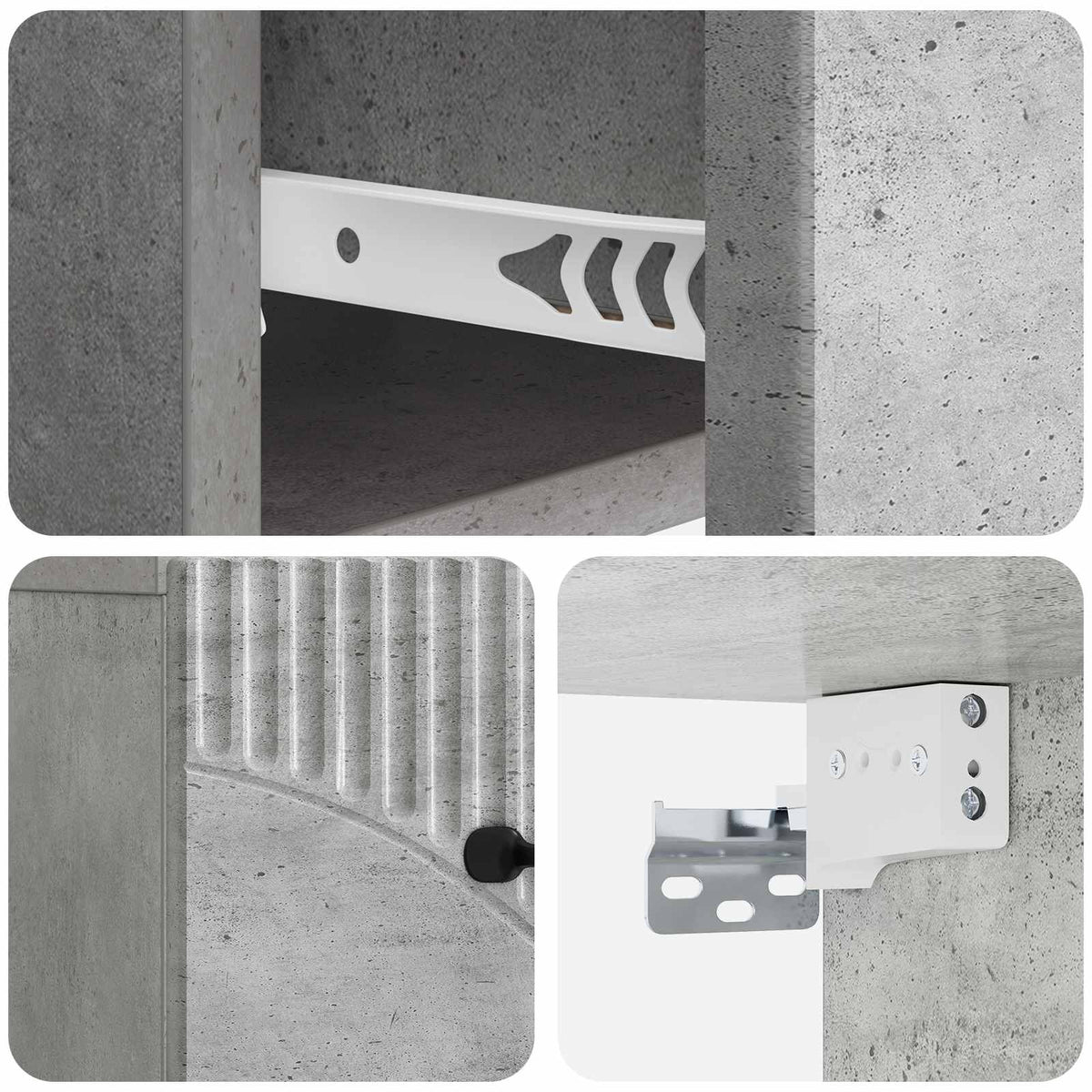 Væghængt Natbord Betongrå 34,5 x 33 x 20 cm Konstrueret træ