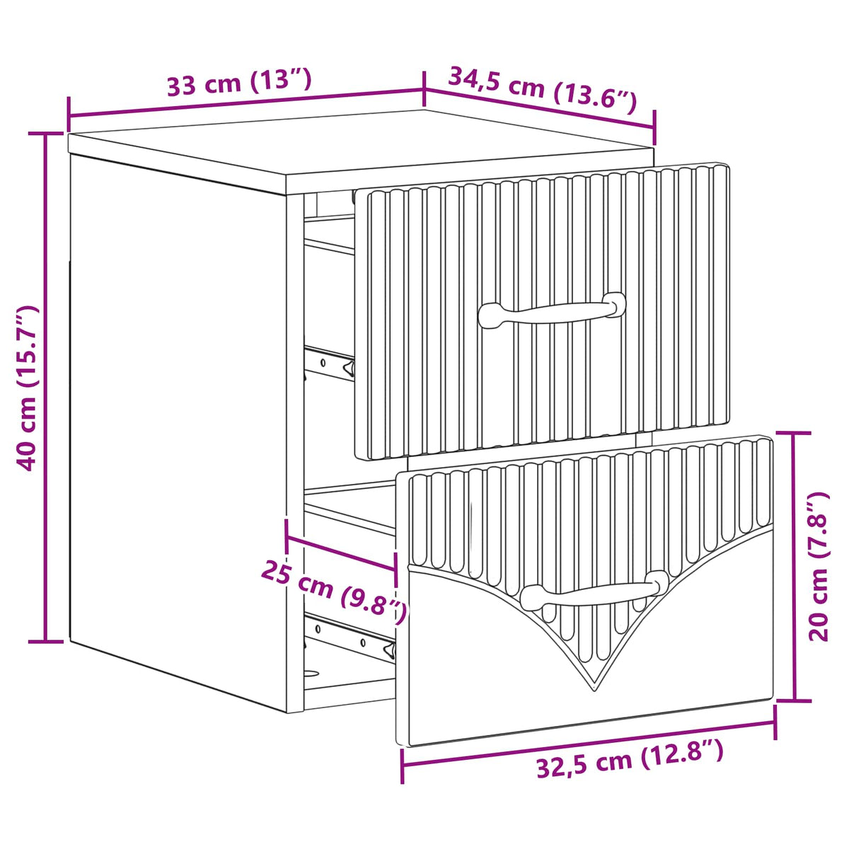 Væghængt Natbord Hvid 34,5 x 33 x 40 cm Konstrueret træ