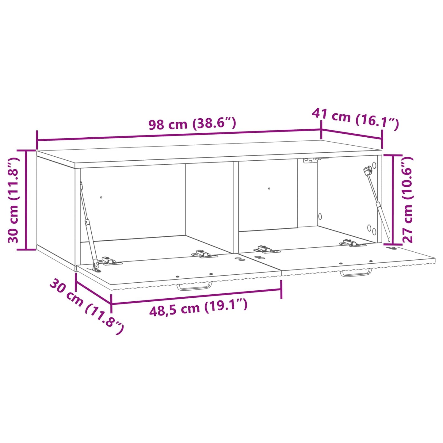 Væghængt TV-skab Betongrå 98 x 41 x 30 cm Konstrueret træ
