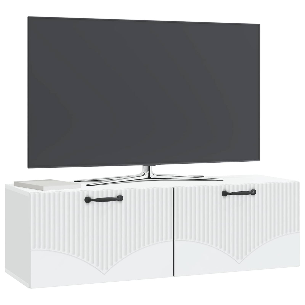 Væghængt TV-skab Hvid 98 x 31 x 30 cm Konstrueret træ