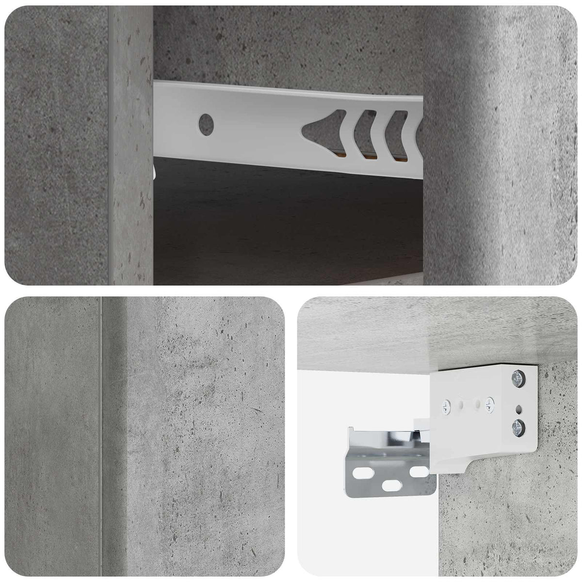 Væghængt Natbord Betongrå 34,5 x 33 x 20 cm Konstrueret træ