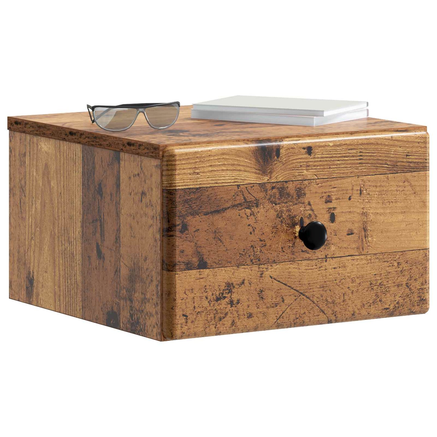 Væghængt Natbord Gammelt træ 34,5 x 33 x 20 cm Konstrueret træ