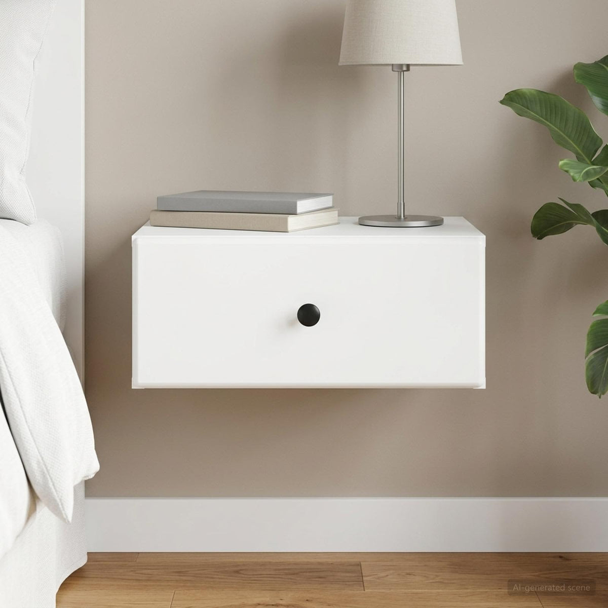 Væghængt Natbord Hvid 49 x 34,5 x 20 cm Konstrueret træ