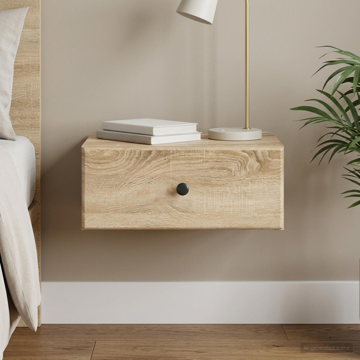 Væghængt Natbord Sonoma-eg 49 x 34,5 x 20 cm Konstrueret træ