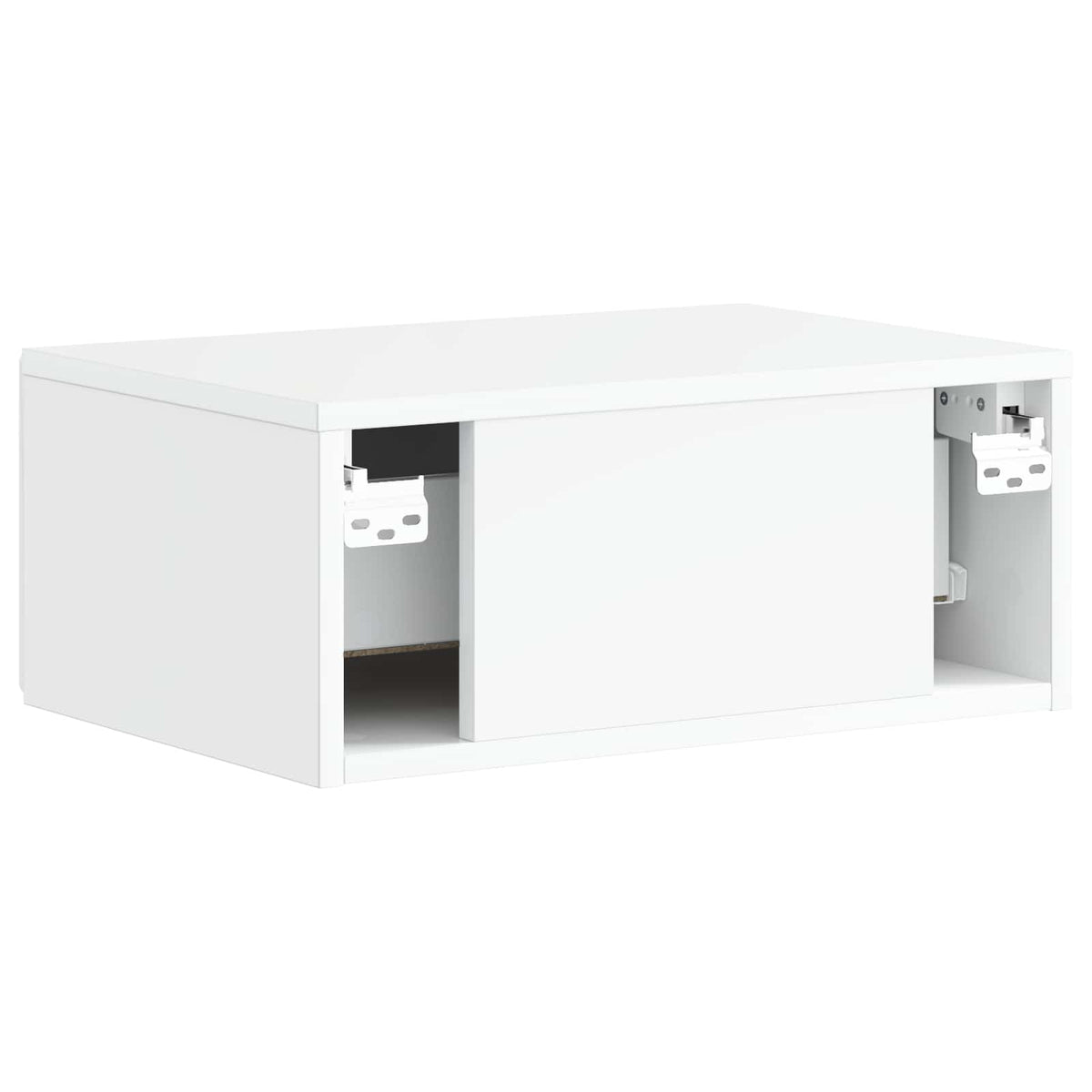 Væghængt Natbord med skuffe Hvid højglans 49 x 34,5 x 20 cm