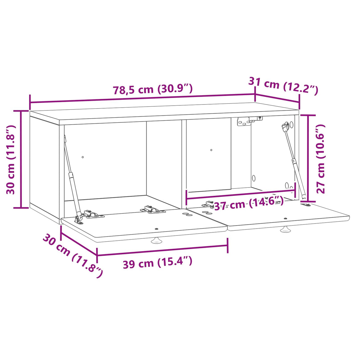 Væghængt TV-skab 78,5 x 31 x 30 cm Gammelt træ Konstrueret træ