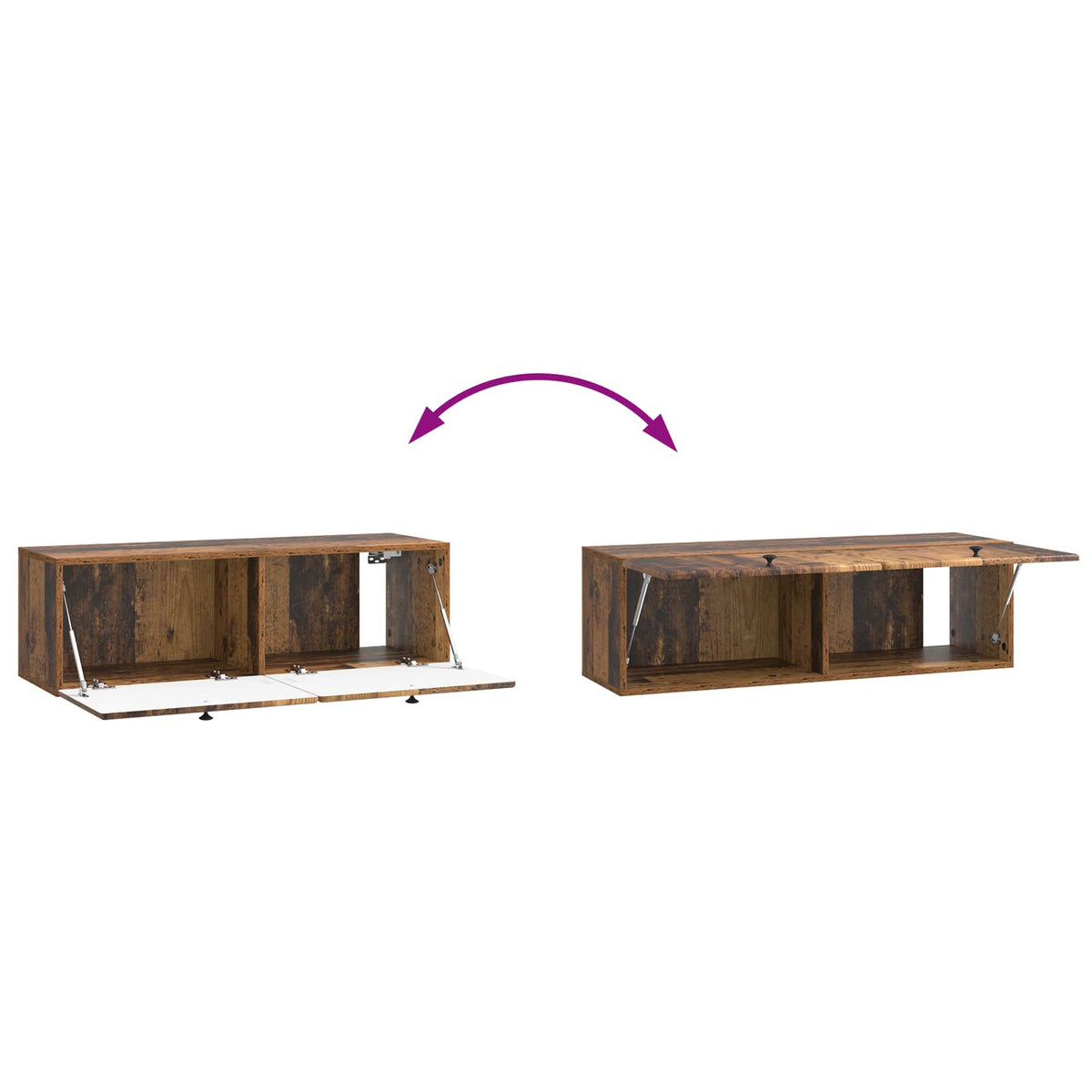 Væghængt TV-skab 98 x 31 x 30 cm Gammelt træ Konstrueret træ