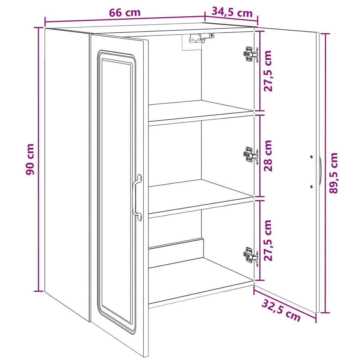 Vægmonteret skab 66 x 34,5 x 90 cm Konstrueret træ Røget eg