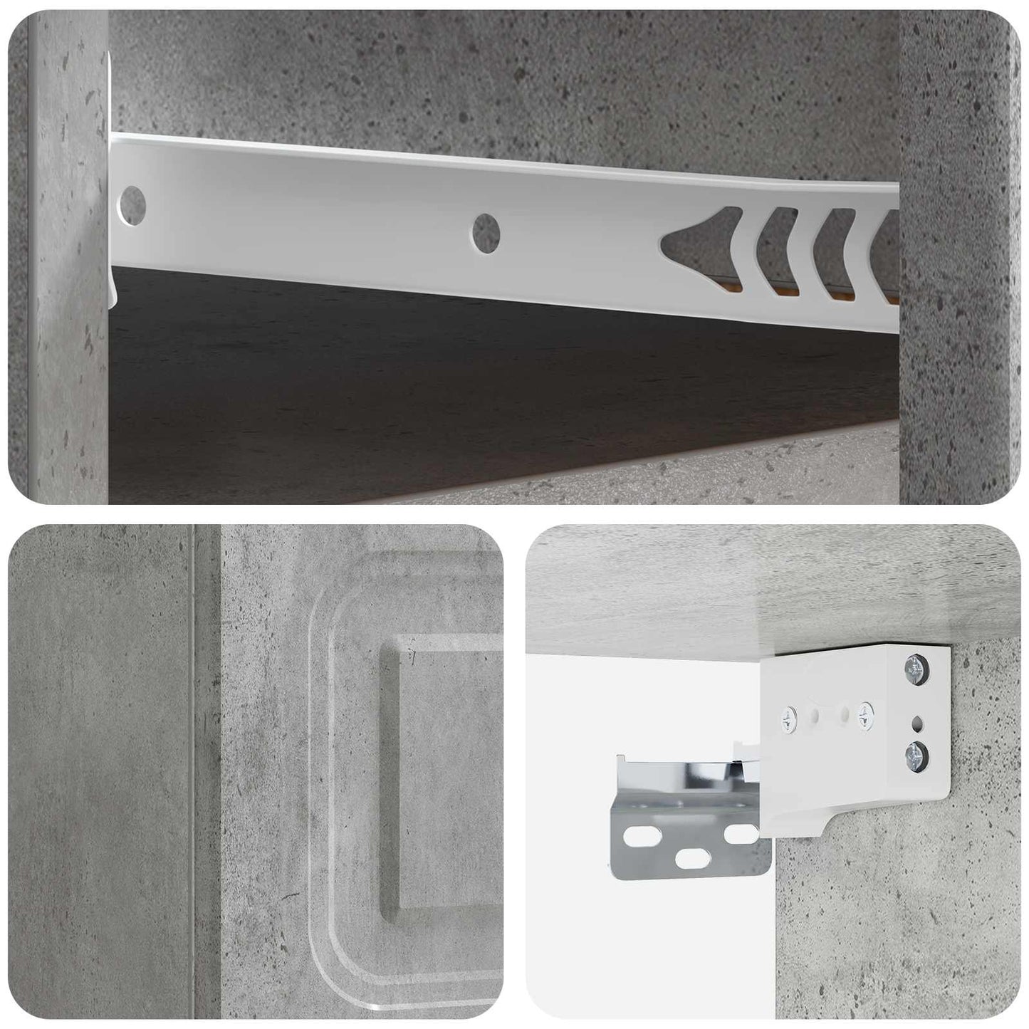 Væghængt Natbord Betongrå 34,5 x 33 x 20 cm Konstrueret træ