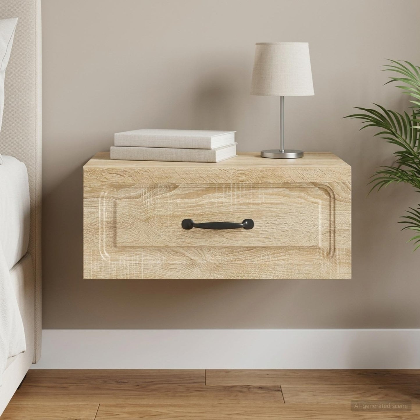 Væghængt Natbord Sonoma-eg 49 x 34,5 x 20 cm Konstrueret træ