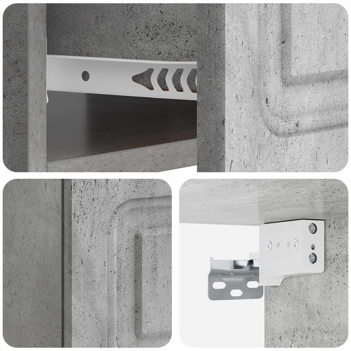 Væghængt Natbord Betongrå 49 x 34,5 x 20 cm Konstrueret træ