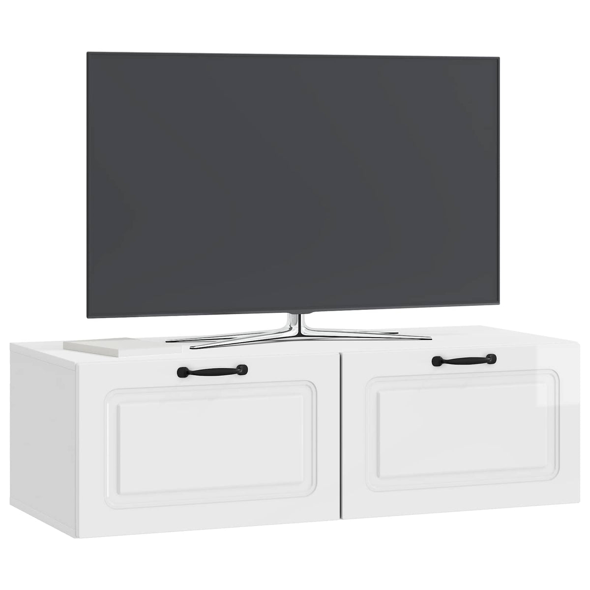 Væghængt TV-skab Hvid højglans 98 x 41 x 30 cm Konstrueret træ