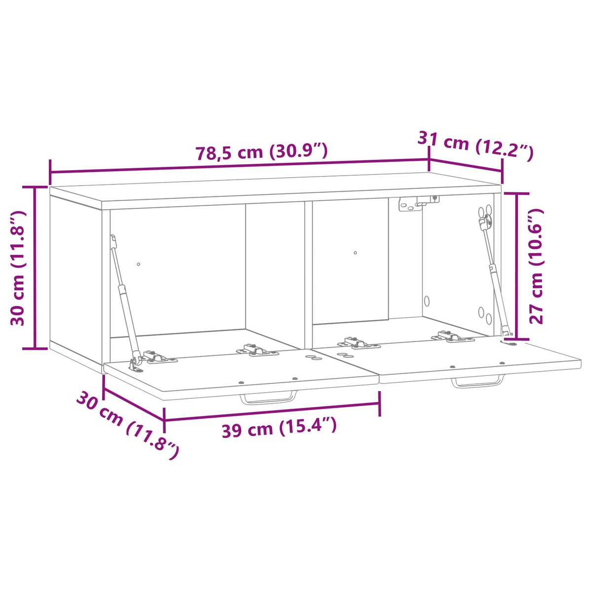 Væghængt TV-skab Gammelt træ 78,5 x 31 x 30 cm Konstrueret træ