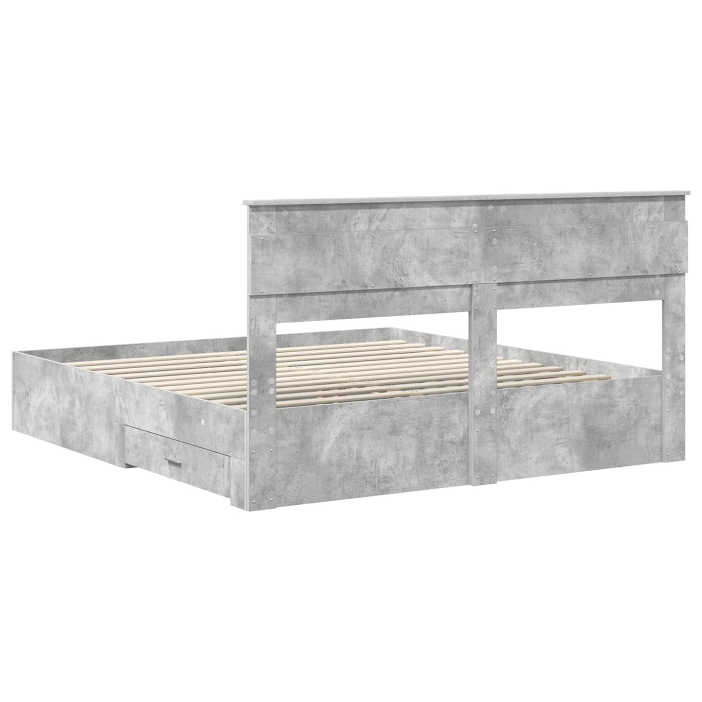 Sengestel med skuffe Beton Grå 200 x 200 cm Konstrueret træ