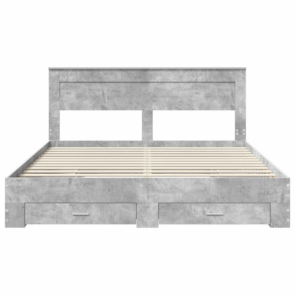 Sengestel med skuffe Beton Grå 200 x 200 cm Konstrueret træ
