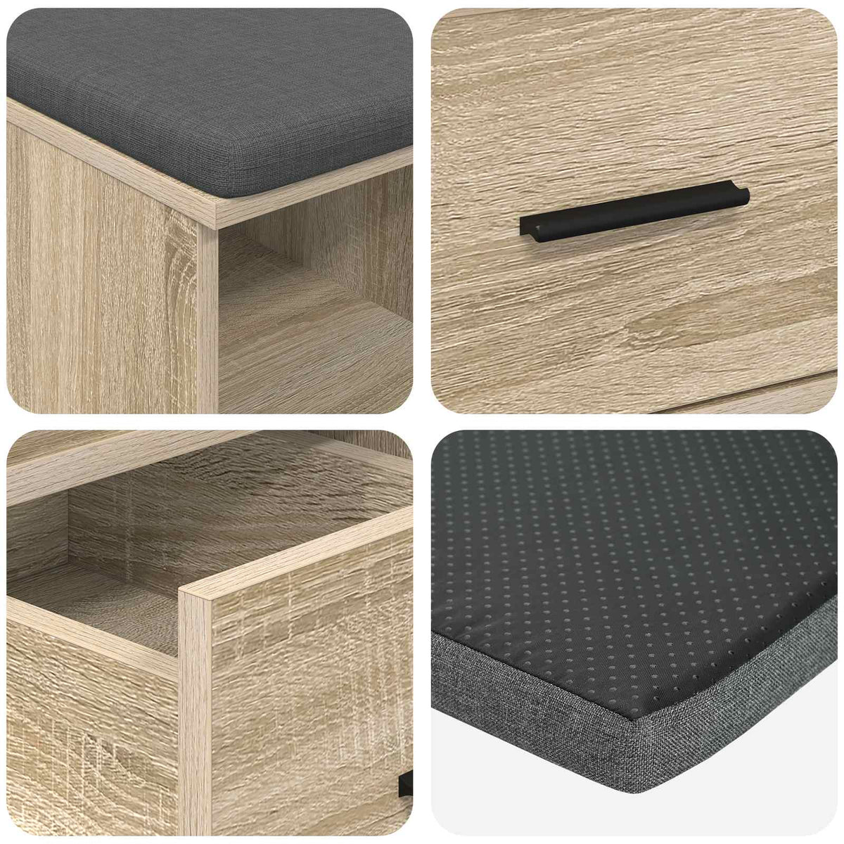 Hallbænk Sonoma eg 60 x 38 x 46 cm Kunstigt træ og stof