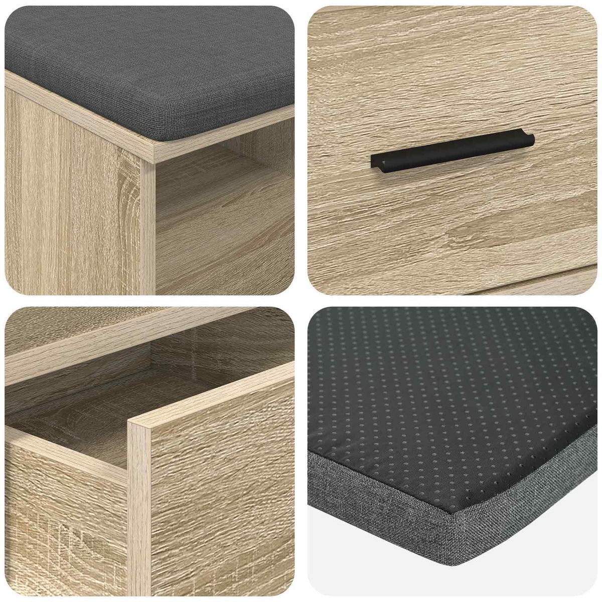 Hallbænk Sonoma eg 80 x 38 x 46 cm Kunstigt træ og stof