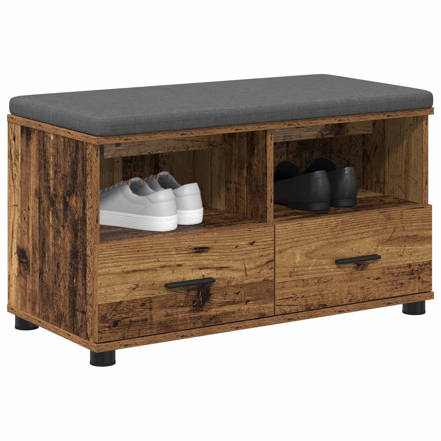 Hallbænk Gammelt træ 80 x 38 x 46 cm Kunstigt træ og stof