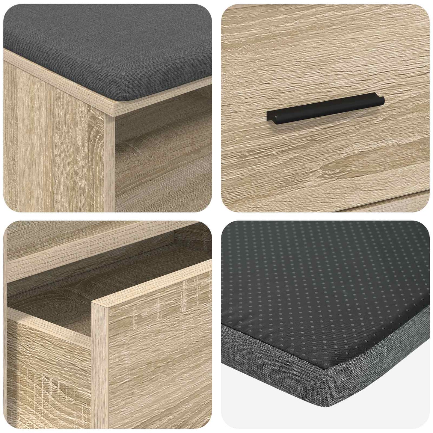 Hallbænk Sonoma eg 100 x 38 x 46 cm Kunstigt træ og stof