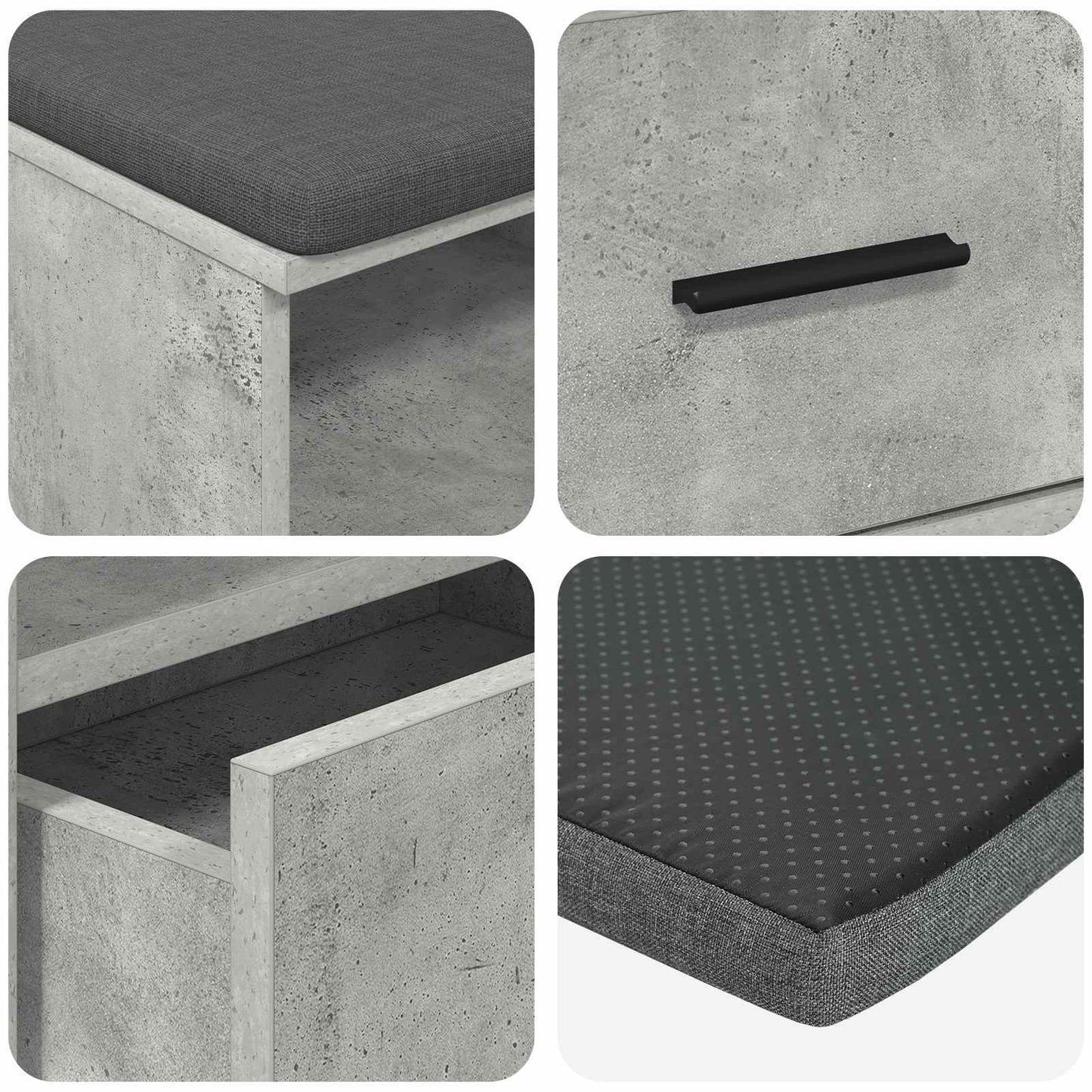 Hallbænk BetonGrå 100 x 38 x 46 cm Kunstigt træ og stof
