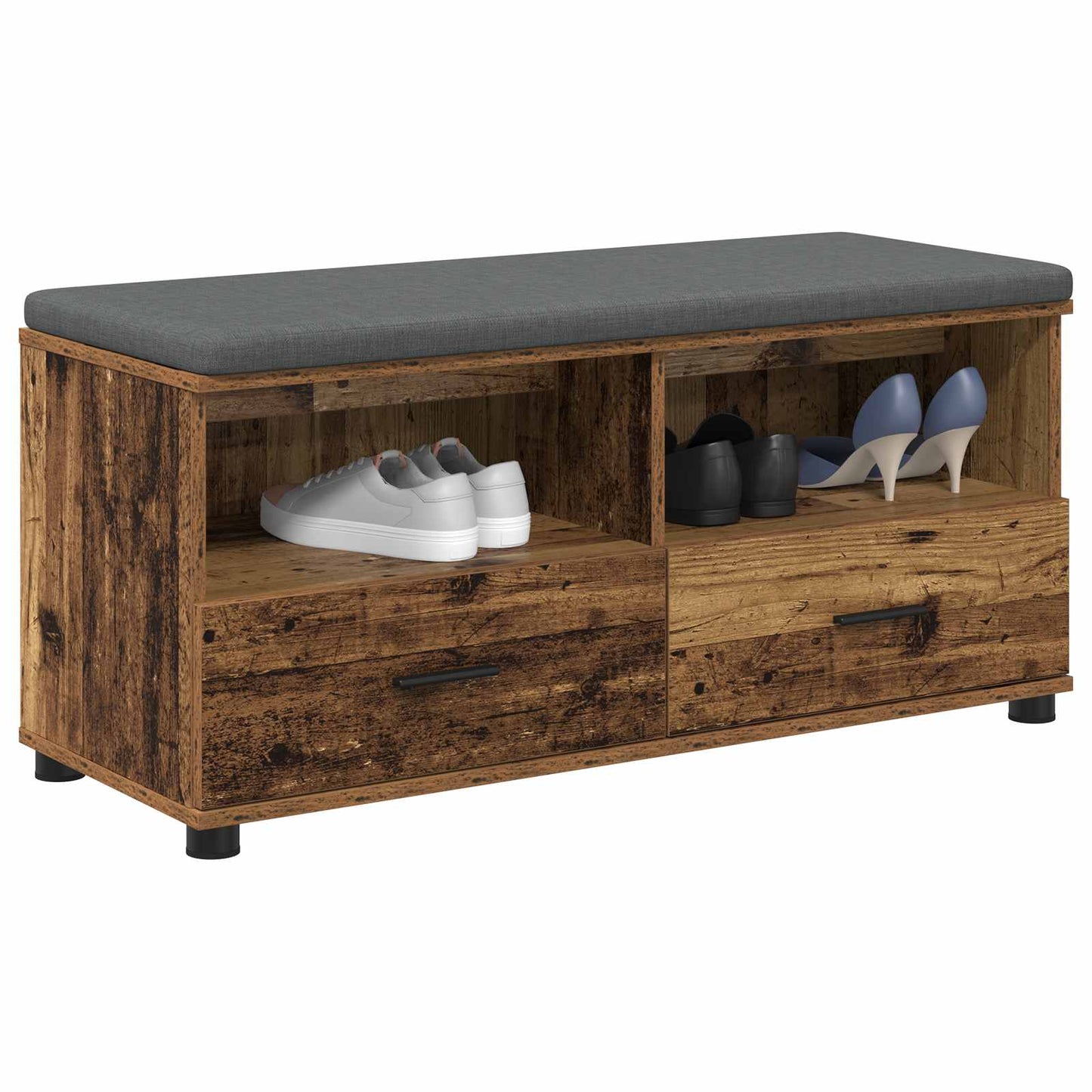 Hallbænk Gammelt træ 100 x 38 x 46 cm Kunstigt træ og stof