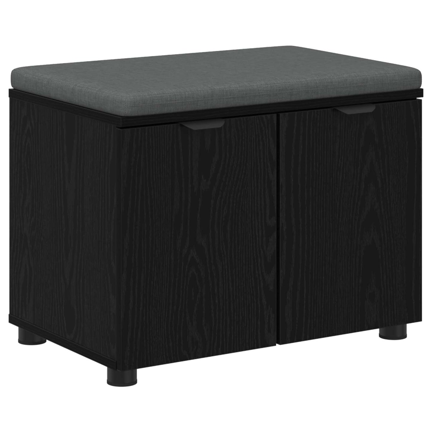 Hallbænk med pude Sort Eg 60 x 38 x 46 cm Kunstigt træ og stof
