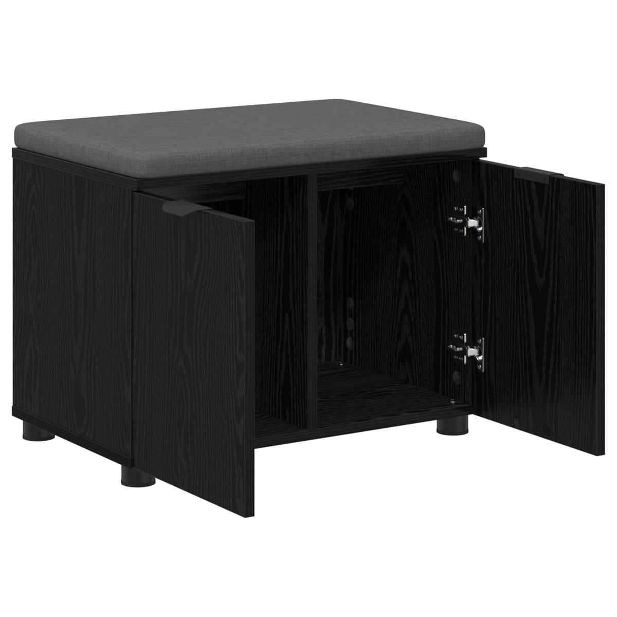 Hallbænk med pude Sort Eg 60 x 38 x 46 cm Kunstigt træ og stof