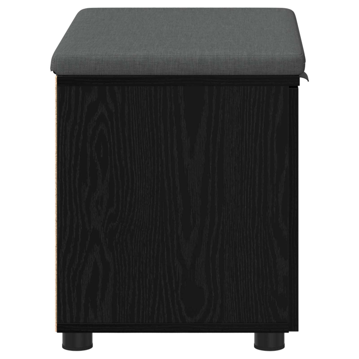 Hallbænk med pude Sort Eg 60 x 38 x 46 cm Kunstigt træ og stof