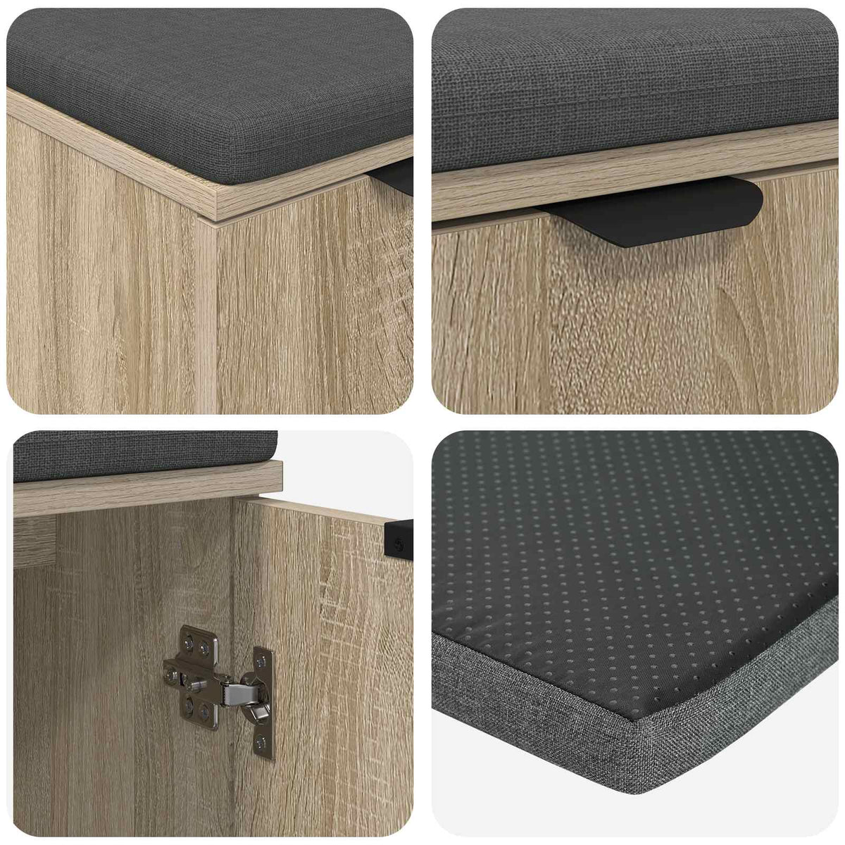 Hallbænk med dør Sonoma eg 60 x 38 x 46 cm Kunstigt træ og stof