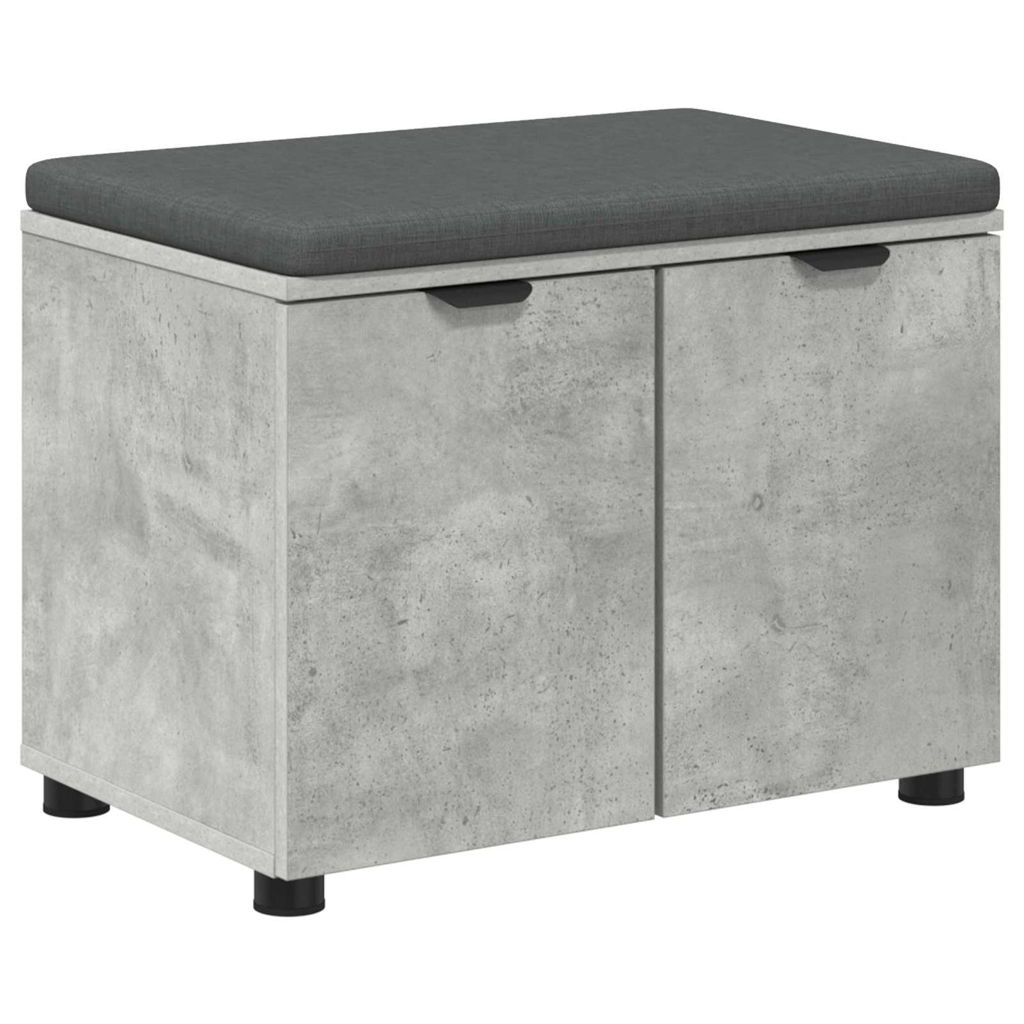 Hallbænk med pude BetonGrå 60 x 38 x 46 cm Kunstigt træ og stof
