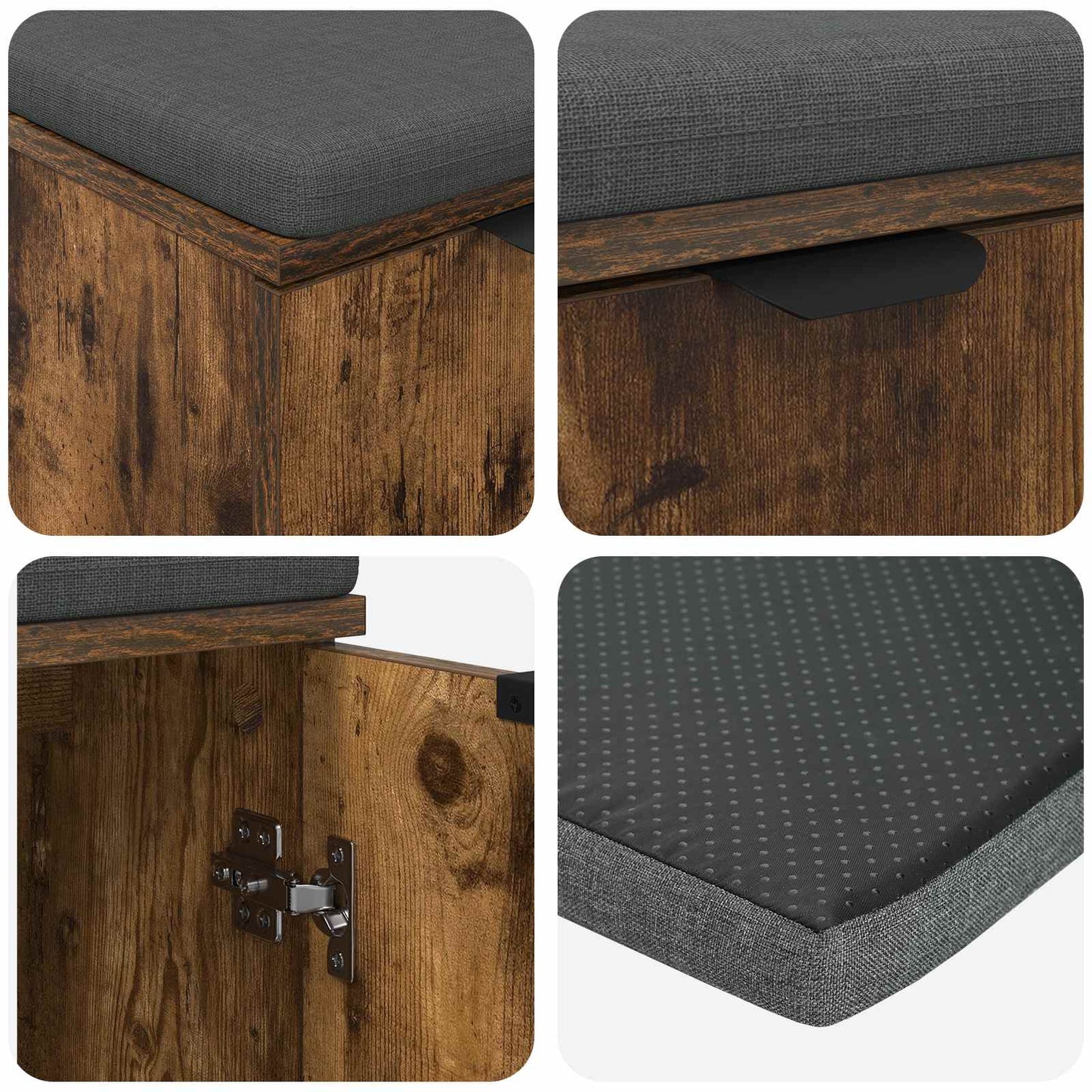 Hallbænk med pude Røget Eg 60 x 38 x 46 cm Kunstigt træ og stof