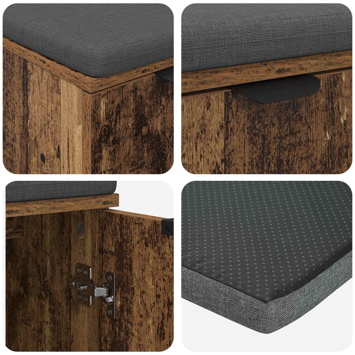 Hallbænk Gammelt træ 60 x 38 x 46 cm Kunstigt træ og stof