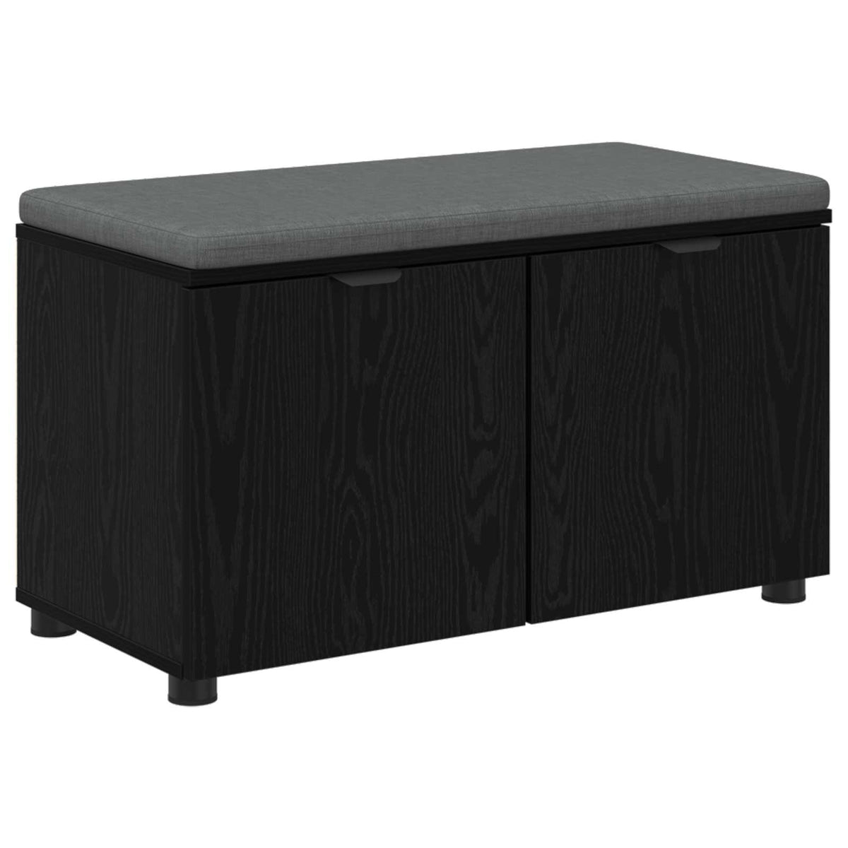 Hallbænk med pude Sort Eg 80 x 38 x 46 cm Kunstigt træ og stof