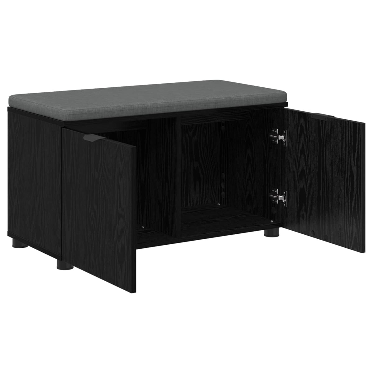 Hallbænk med pude Sort Eg 80 x 38 x 46 cm Kunstigt træ og stof