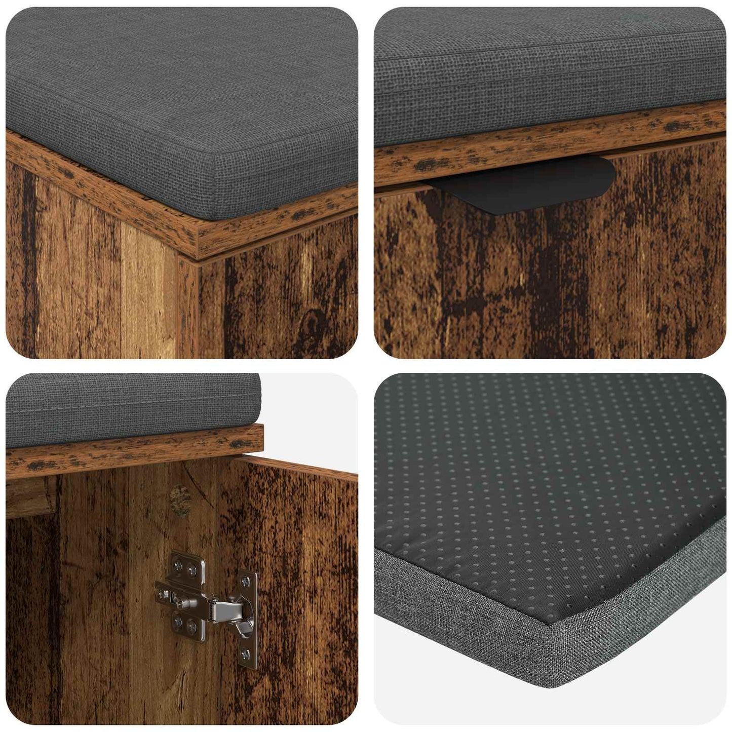 Hallbænk Gammelt træ 80 x 38 x 46 cm Kunstigt træ og stof