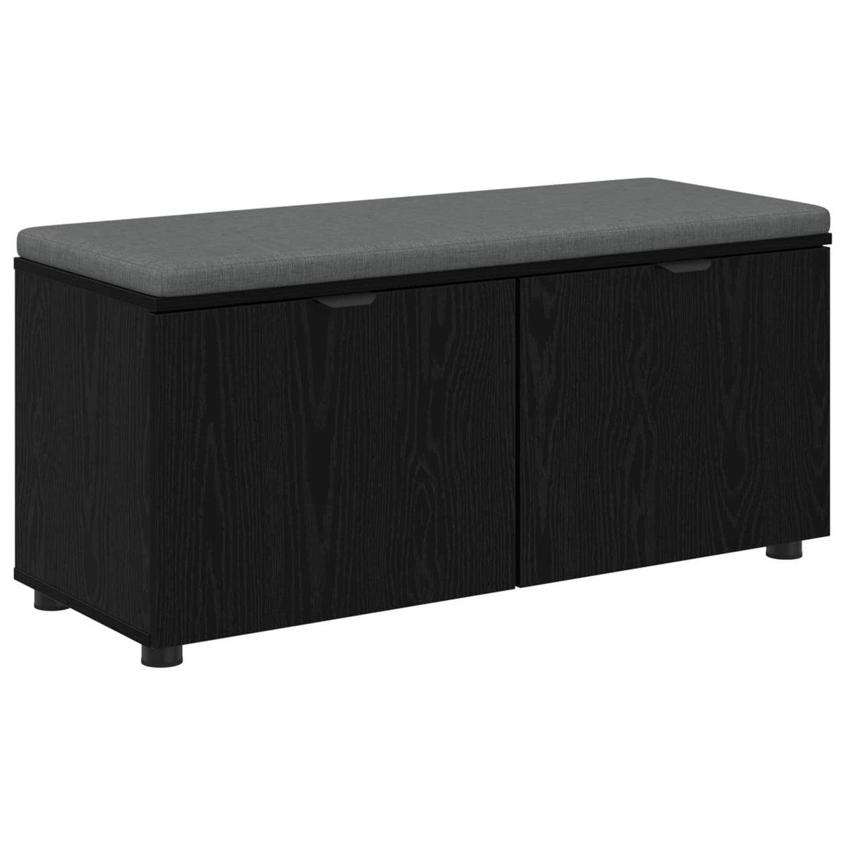 Hallbænk med pude Sort Eg 100 x 38 x 46 cm Kunstigt træ og stof